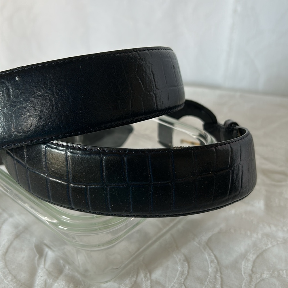 TOGETHER CRAFTS blue croc vintage embossed women’s bonded leather belt Size M-L - Picture 6 of 8